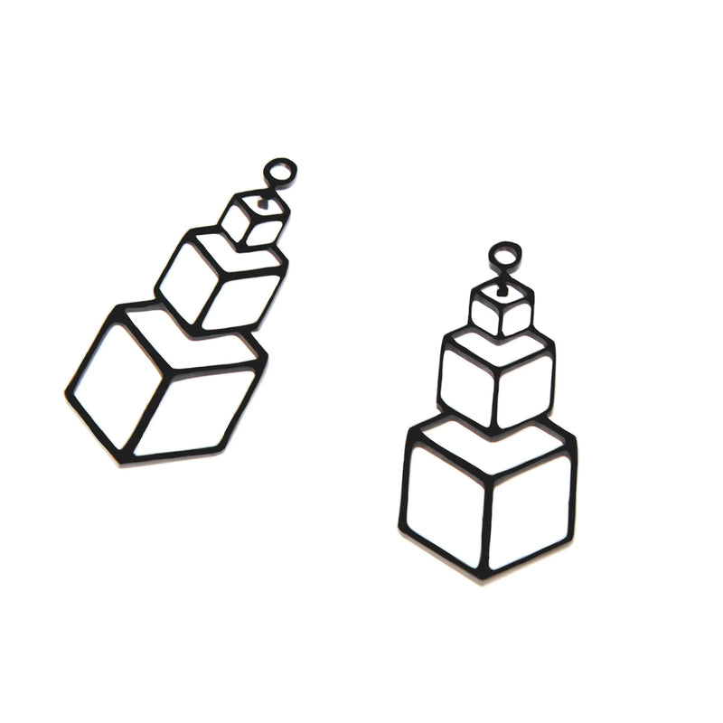 Origami Cube Stainless Steel Charm for Jewelry Making