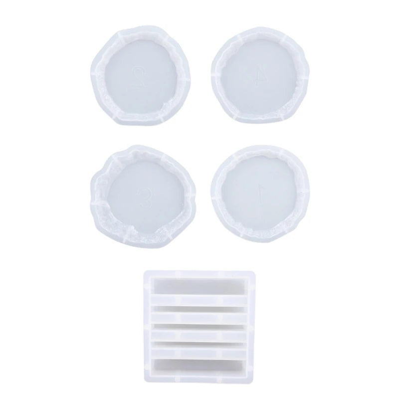 5Pcs Irregular Edge Coaster Moulds Silicone Mold DIY