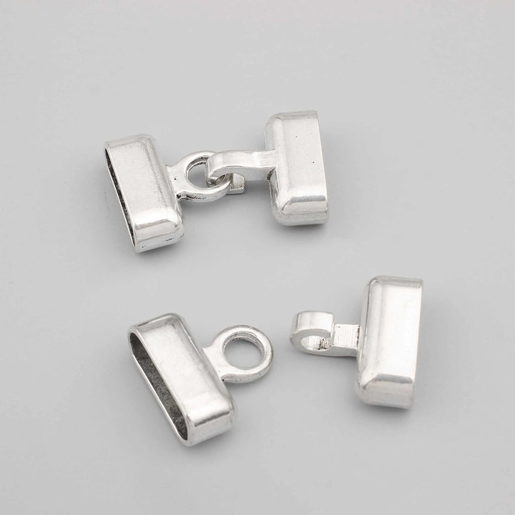 Silver Square End Cap Hook Clasps for Leather Cord Bracelet