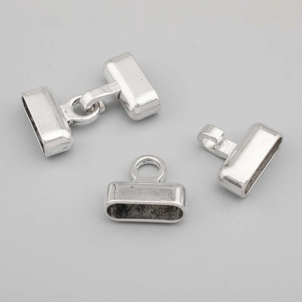 Silver Square End Cap Hook Clasps for Leather Cord Bracelet