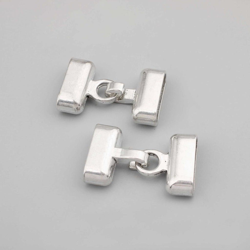 Silver Square End Cap Hook Clasps for Leather Cord Bracelet