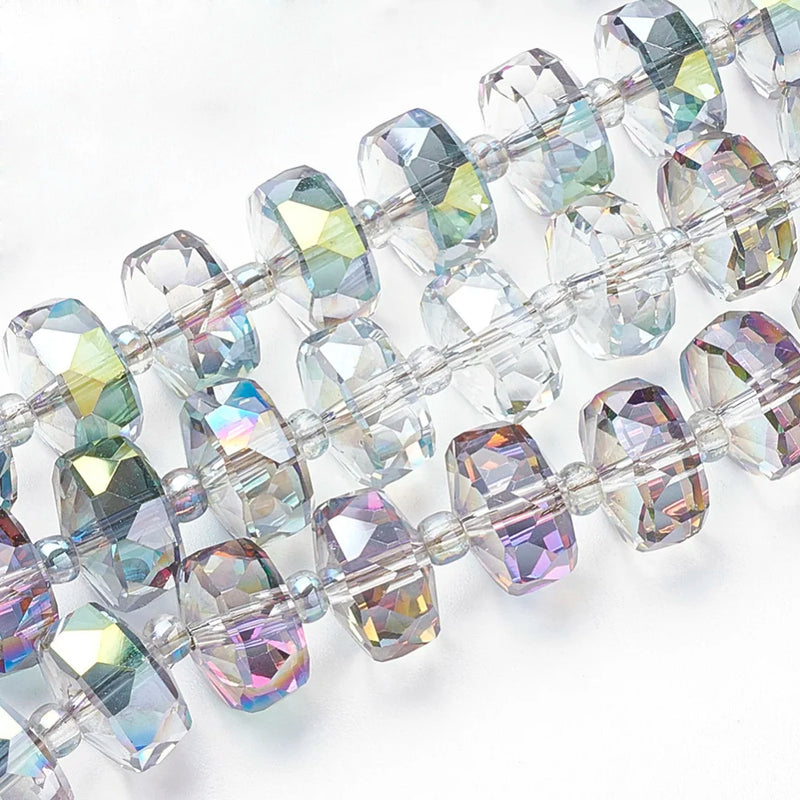 Electroplat Glass Beads Strands 8mm 10mm Faceted Rondelle for Jewelry Making