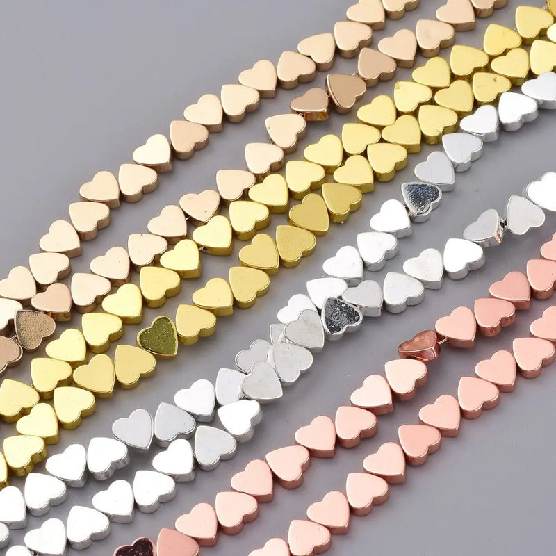 Synthetic Hematite Heart Beads Strand, 6x6x2mm, 67pcs/strand
