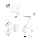 5X Magnifying Lamp Swivel Arm Magnifier Light 105mm Glass Lens