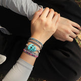 Leather Wrap Bracelet with Natural Stones Chain Beaded Strand Boho Jewelry