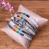 7 Chakra Bracelet Crystal Natural Druzy Multilayer Wrap Women