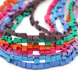 5X5MM Matte Rubber Coating Hematite Spacer Beads