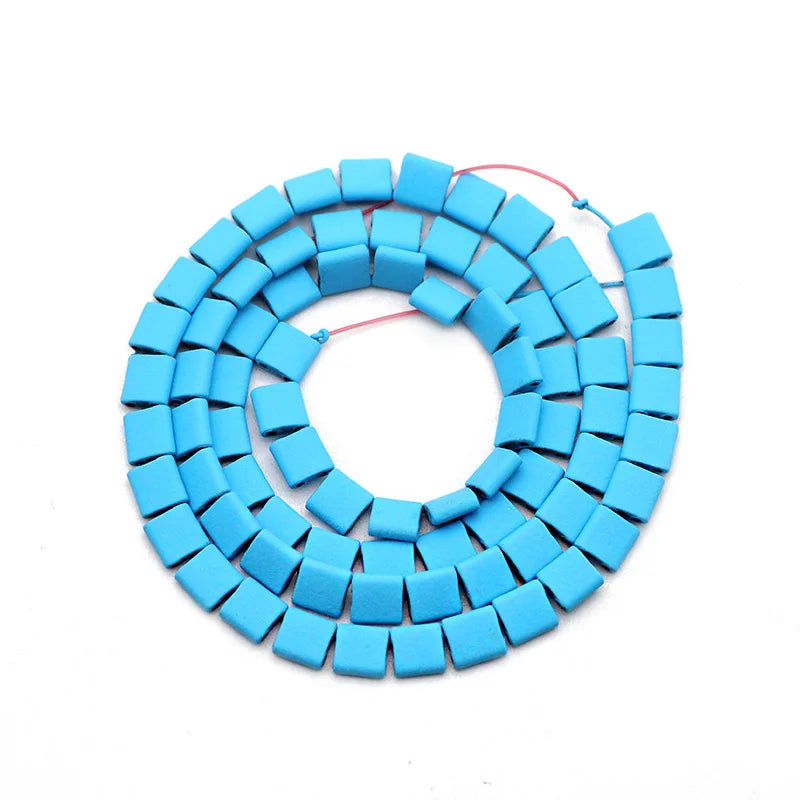 5X5MM Matte Rubber Coating Hematite Spacer Beads