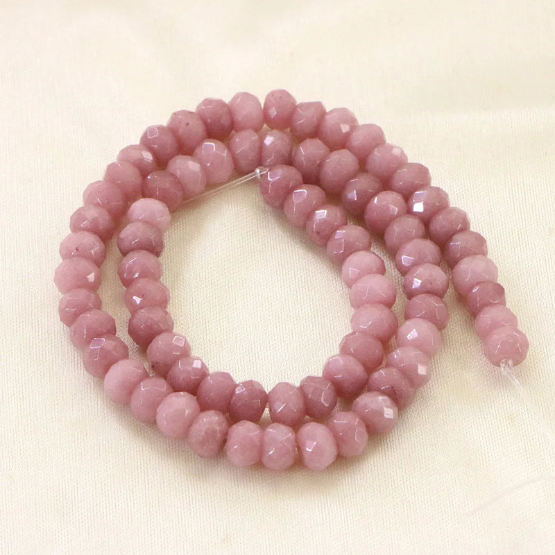 5X8mm Pink Jades Faceted Wheel Loose Beads for DIY Jewelry Making