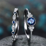 Couple Ring Inlaid Round Cut Zircon, 2 Pcs Anniversary Engagement Rings