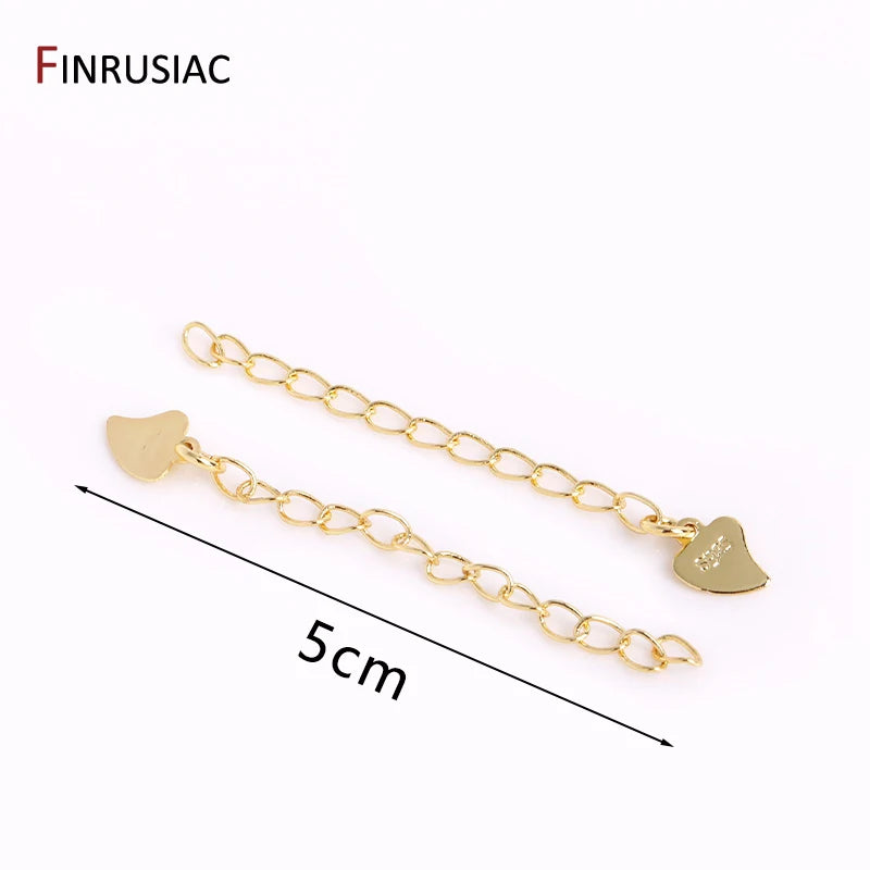 18K Plated Heart Extension Chain Brass Metal Bracelet Tail Extended Chains