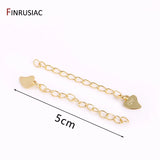 18K Plated Heart Extension Chain Brass Metal Bracelet Tail Extended Chains
