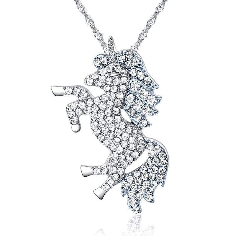 Austrian Sky Horse Necklace Micro Inlay Unicorn Pendant