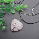 Natural Stone Heart Necklace Pendant - Amethyst Rose Quartz Green Aventurine