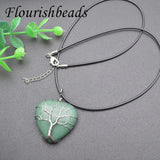 Natural Stone Heart Necklace Pendant - Amethyst Rose Quartz Green Aventurine
