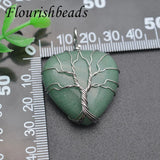 Natural Stone Heart Necklace Pendant - Amethyst Rose Quartz Green Aventurine