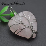Natural Stone Heart Necklace Pendant - Amethyst Rose Quartz Green Aventurine