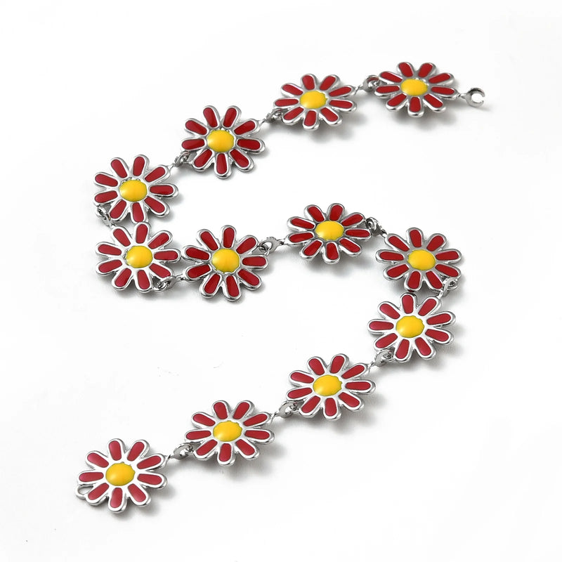 5m 304 Stainless Steel Flower Link Chains Enamel Soldered Chains