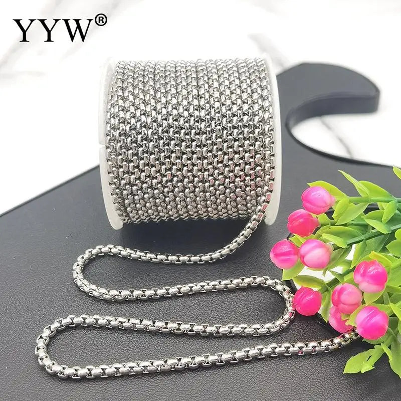 304 Stainless Steel Unwelded Box Chains for Jewelry Making