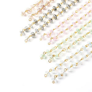 5m Beaded Chain Crackle Glass Beads Chain for DIY Bracelets Necklace Ankles