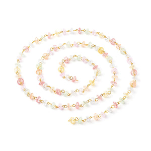 5m Beaded Chain Crackle Glass Beads Chain for DIY Bracelets Necklace Ankles