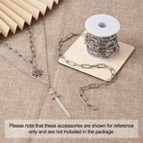 5m 304 Stainless Steel Paperclip Chains, Unwelded, Link: 17x7x1.6mm
