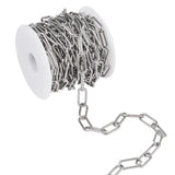 5m 304 Stainless Steel Paperclip Chains, Unwelded, Link: 17x7x1.6mm