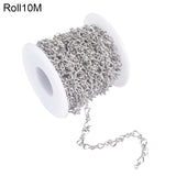 304 Stainless Steel Chains, Steel Color, 5m/Roll