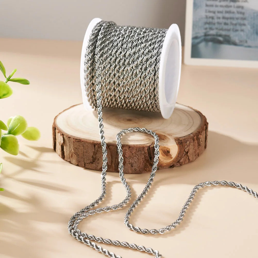 304 Stainless Steel Twist Rope Chain Necklace DIY Findings Jewelry Making