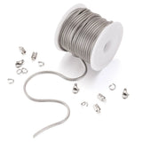 5m Stainless Steel Round Snake Chains Jump Ring Lobster Clasps for DIY Necklaces