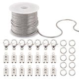 5m Stainless Steel Round Snake Chains Jump Ring Lobster Clasps for DIY Necklaces