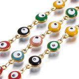 5m 304 Stainless Steel Enamel Flat Round Chains DIY Jewelry Findings
