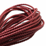 5m/lot 4mm Braided Leather Cord Dark Red Bracelet Findings DIY Jewelry