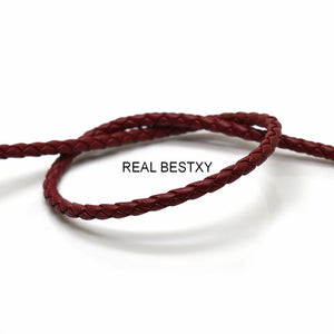 5m/lot 4mm Braided Leather Cord Dark Red Bracelet Findings DIY Jewelry
