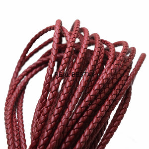 5m/lot 4mm Braided Leather Cord Dark Red Bracelet Findings DIY Jewelry