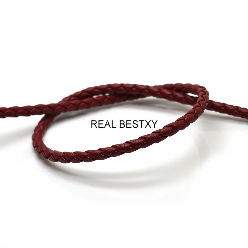 5m/lot 4mm Braided Leather Cord Dark Red Bracelet Findings DIY Jewelry