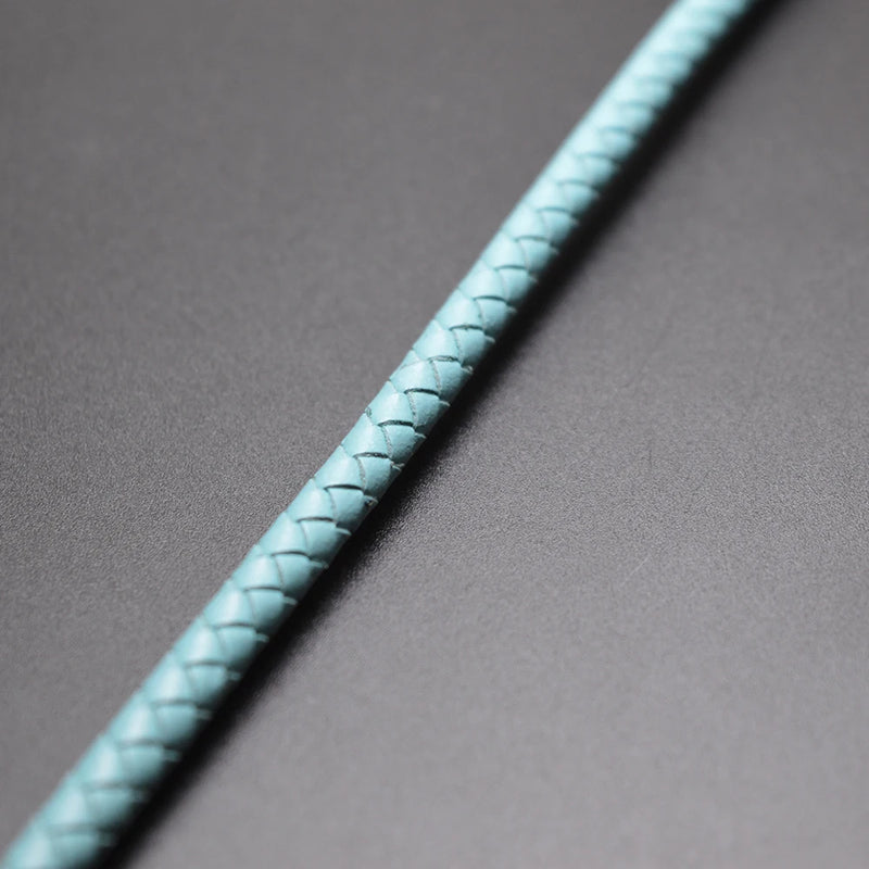 5m Turquoise Round Leather Strip Rope Cords for Jewelry Making