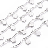 5m 304 Stainless Steel Scalloped Bar Link Chain with Charms, Stainless Steel