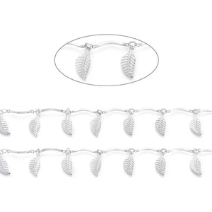 5m 304 Stainless Steel Scalloped Bar Link Chain with Charms, Stainless Steel