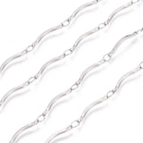 5m 304 Stainless Steel Scalloped Bar Link Chain with Charms, Stainless Steel