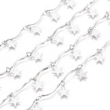 5m 304 Stainless Steel Scalloped Bar Link Chain with Charms, Stainless Steel