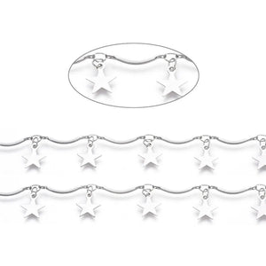 5m 304 Stainless Steel Scalloped Bar Link Chain with Charms, Stainless Steel
