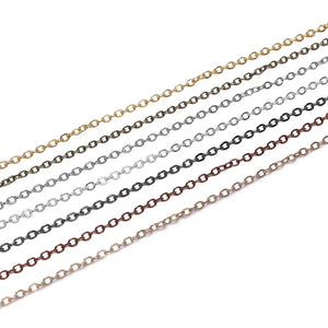 5m/lot Copper Oval Link Necklace Chain 1.5 2mm Jewelry Making Findings Bracelet