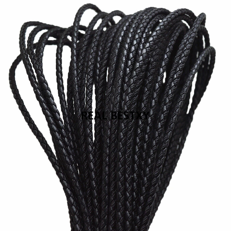 3mm Round Braided Leather Cord 5m/lot for Jewelry Making DIY
