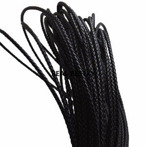 5m Round Braided Leather Cord 3mm for DIY Necklace Bracelet Making