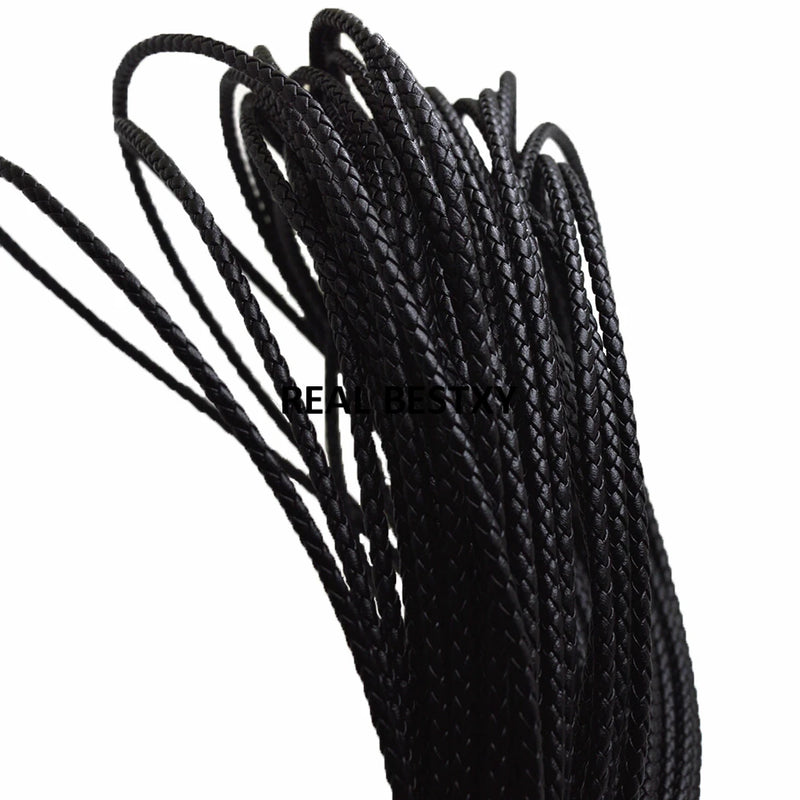 5m Round Braided Leather Cord 3mm for DIY Necklace Bracelet Making