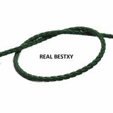 3mm Green Round Braided Leather Cord for Bracelets Necklace