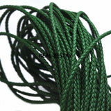 3mm Green Round Braided Leather Cord for Bracelets Necklace