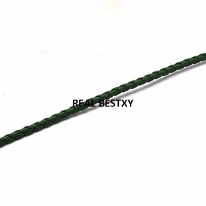 3mm Green Round Braided Leather Cord for Bracelets Necklace