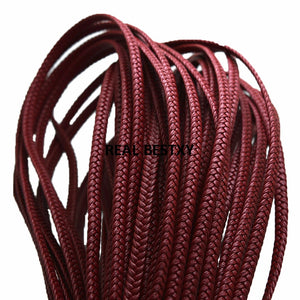 5m/lot 5*2mm Dark Red Flat Braided Bolo Leather Cord Jewelry Making